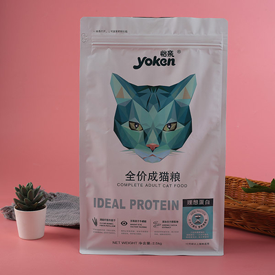 12oz 16oz Túi đóng gói thức ăn cho thú cưng Đồ ăn cho chó mèo Đứng lên Túi nhựa có khóa zip