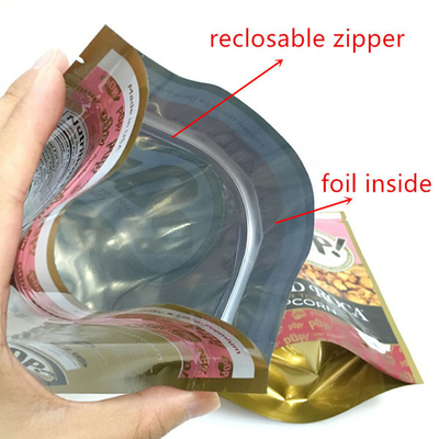 Đứng lên Dây kéo có thể mở rộng  giữ nhiệt Có thể niêm phong Bảo quản thực phẩm Doypack Bao bì Túi có cửa sổ rõ ràng