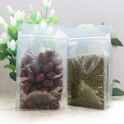 Bao bì túi đáy phẳng trong suốt 8 con dấu bên hông Túi thực phẩm sinh thái đứng lên