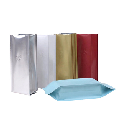 Heat Quad Side Side Gusset Aluminium Foil đứng Túi một chiều Van khử khí