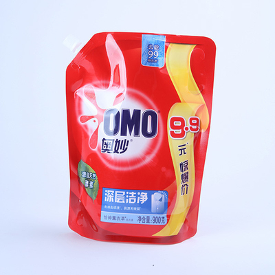 Doypack 60mic Spouted Liquid Stand Up Pouch Giặt Bột giặt Túi đóng gói