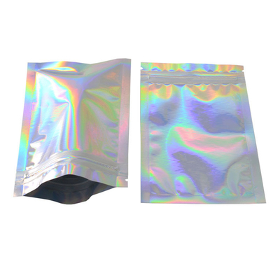 Bề mặt sáng sủa Túi dây kéo có thể uốn lại được Cầu vồng Màu Laser Holographic